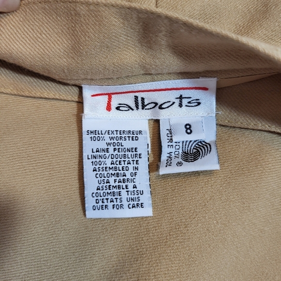 Vintage TALBOTS Tan Wool Suit, Fully Lined, Size 8 - Picture 8 of 8